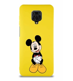 Xiaomi Redmi Note 9S Soft Premier Kapak Mickey Mouse-A Tasarımlı Silikon Kılıf - Sarı (Şeffaf)