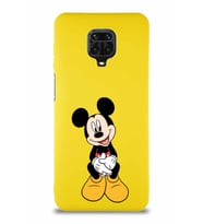 Xiaomi Redmi Note 9S Soft Premier Kapak Mickey Mouse-A Tasarımlı Silikon Kılıf - Sarı (Şeffaf)