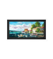 İstanbul Motifli Kanvas Tablo 50 x 70 cm Siyah Çerçeve