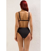 Kadın Bikini Takımı Üçgen Kapsız Yüksek Bel Balensiz Örme Kumaş Raşel Dokuma Düz Desen Regular Kalıp