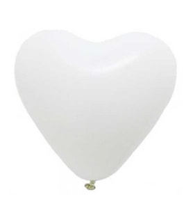 Balon düz kalp şekilli 12 inc beyaz pk:100-