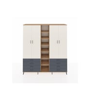 Hyperion Dolap 10 Raflı 8 Çekmeceli 2 Askılı 220x44x243 Çam-Aytaşı/Antrasit