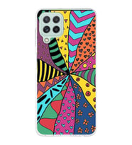 PrintiFy Samsung Galaxy M22 ile Uyumlu 1mm Slim Fit Retro Renkler 4 Baskılı Şeffaf  Kılıf