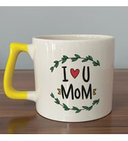 I Love You Mom Baskılı Sarı Kulplu D Kupa