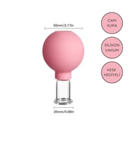 Silikon Vakumlu Yüz ve Boyun İçin Cam Masaj Kupası No:2 Pembe Renk