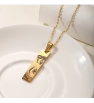 Kişiye Özel 925 Ayar Gümüş Fotoğraflı Plaka Göz Kolye (Gold)