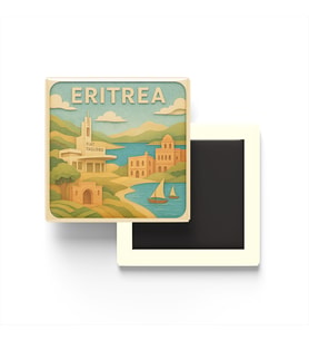 Eritre - Eritrea - Paper Cut Art - Baskılı Buzdolap Magneti Kare - 9x9 cm