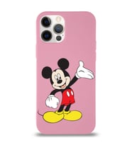 Apple iPhone 12 Pro Max  Lansman Kılıf Mickey Mouse Tasarımlı Altı Kapalı İçi Kadife Kaplı  Kapak (Şeffaf)