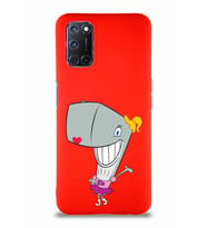 Oppo A72 Soft Premier Kapak Pearl Yengeç Tasarımlı Silikon Kılıf - Kırmızı (Şeffaf)