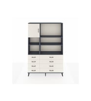 Arges Gardrop 7 Raflı 8 Çekmeceli Tek Kapaklı  132x30x195 Antrasit-Aytaşı