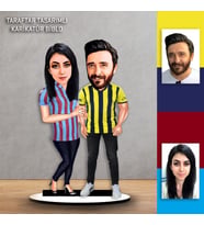 Kişiye Özel Karikatür  Trabzon- Bordomavi & SARI  LACİVERT Taraftar Tasarımlı Biblo B153