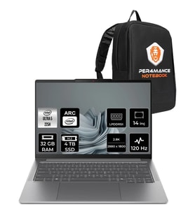 Lenovo Ideapad Pro 5 Core Ultra 5 225H Notebook 32GB RAM 4TB SSD 14" 120Hz FreeDOS + Per4 Çanta 83JK002BTRP305