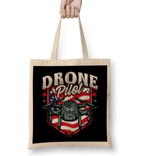 American Flag Drone Pilot Patriotic USA Bez Çanta Uzun Saplı