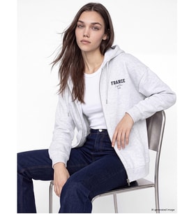 LCW Modest Gri Kapüşonlu Oversize Kadın Kalın Fermuarlı Sweatshirt