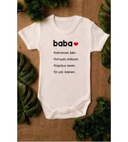 Baba Yazılı Organik Baskılı Bebek Body %100 Pamuklu zıbın