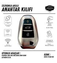 Peugeot 208 308 508 2008 3008 5008 C3 C4 Silikon Oto Anahtar Kılıfı Kabı Darbe Emici Anahtarlık