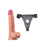 Lovetoy Belden Bağlamalı 25cm Çift Katmanlı Platin Silikon Strap On Dildo