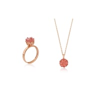Lotus Çiçeği Yüzük Ve Kolye Seti 925 Ayar Gümüş Set