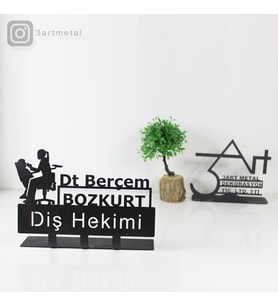 Diş Hekimi Masaüstü İsimlik - Metal Masa İsimliği - Kişiye Özel İsimlik