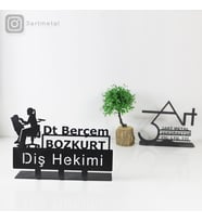 Diş Hekimi Masaüstü İsimlik - Metal Masa İsimliği - Kişiye Özel İsimlik