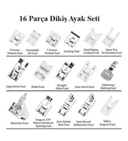 16 Parça Ev Tipi Aile Dikiş Dikme Makinesi Komple Ayak Seti