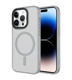 Apple iPhone 14 Pro Uyumlu Kılıf Mat Arka Yüzey Wireless Şarj Özellikli Zore Flet M-safe Kapak (Gri)