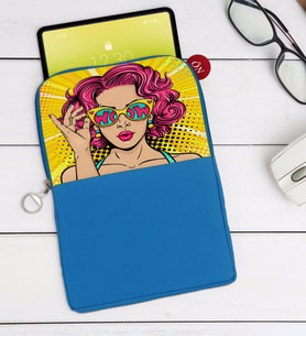 BK Gift Pop Art Tasarımlı Taşınabilir Koruyucu Tablet Kılıfı & Organizer Çanta - Mavi-7
