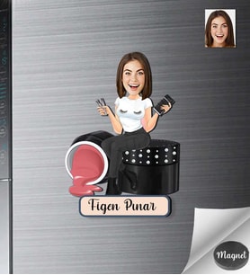 Kişiye Özel Güzellik Uzmanı Kadın Ahşap Magnet -5