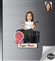 Kişiye Özel Güzellik Uzmanı Kadın Ahşap Magnet -5