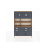 Arges Gardrop 8 Raflı 8 Çekmeceli 3 Kapaklı 132x30x195 Çam-Antrasit