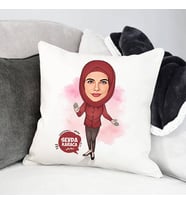 Kişiye Özel Başörtülü Hanımlara Özel Karikatürlü Yastık
