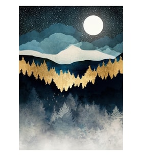 Indigo Gece Tablo Ahşap Poster Dekoratif