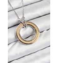 316L Çelik Zirkon Taşlı Dönen Daire Model Gold Ve Gümüş Renk Kadın Kolye 5886