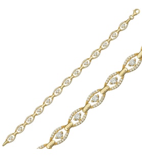 925 Ayar Gümüş Gold Oval Su Yolu Bileklik