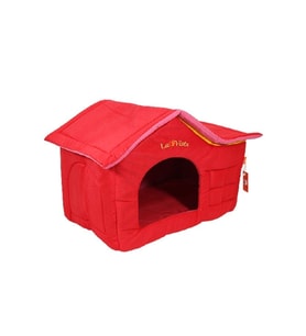 Lavista Çatılı Kedi Ve Köpek Evi Kırmızı Kadife Iç Mekan