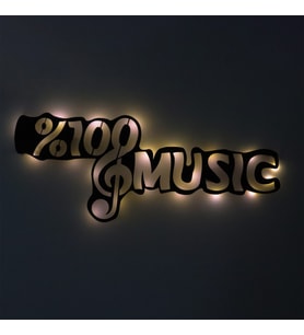 Lucenda Led Işıklı %100 Music Müzik Temalı Tablo Duvar Dekorlu Gece Lambası (Sarı)
