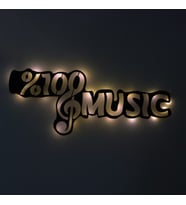 Lucenda Led Işıklı %100 Music Müzik Temalı Tablo Duvar Dekorlu Gece Lambası (Sarı)