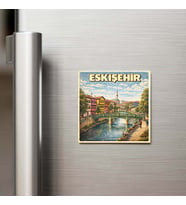 Eskişehir Şehri - Pop-Art Travel - 9x9 cm Buzdolap Magneti