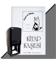 Kişiye Özel  Çizgili Kedi Tarihli Kitap Kaşesi (Siyah)
