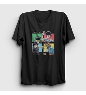 Presmono Unisex Siyah Humanz Gorillaz T-Shirt 54690tt