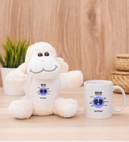 Kişiye Özel İkizler Burcuna Hediye Peluş Koyun ve Beyaz Kupa