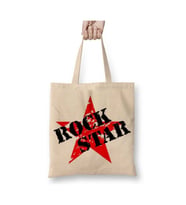 Rock Star Beyaz Bez Çanta Uzun Saplı Alışveriş Çantası Plaj Çantası