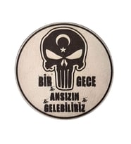 BİR GECE ANSIZIN GELEBİLİRİZ - Deri PEÇ - Arma - Askeri Patch (Bej)