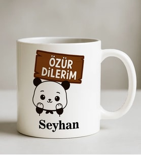 BK Gift Kişiye Özel Özür Dilerim Tasarımlı Beyaz Kupa Bardak, Özür Dileme Hediyesi