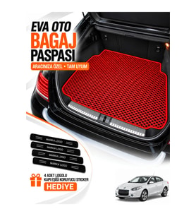 RENAULT FLUENCE (2009-2014) Uyumlu EVA Bagaj Paspası Araca Özel Kırmızı