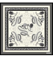 Kemer Zincirli Desen Black Seri Twill Eşarp Eşarp Askısı ile Birlikte 90x90 cm G