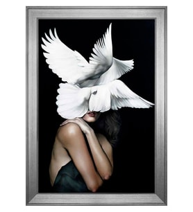 Kadın Motifli Kanvas Tablo 50 x 70 cm Silver Çerçeve