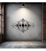Ay Döngüsü Sembollü Metal Duvar Dekoru – Spiritüel ve Geometrik Tasarım (Siyah)