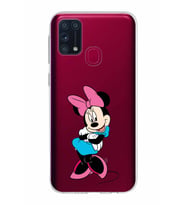 Samsung Galaxy M31 Kapak Minnie Mouse Tasarımlı Şeffaf Silikon Kılıf
