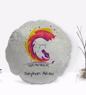 BK Gift Kişiye Özel İsimli Grafiker Tasarımlı Dekoratif Kırlent Yastık-1
